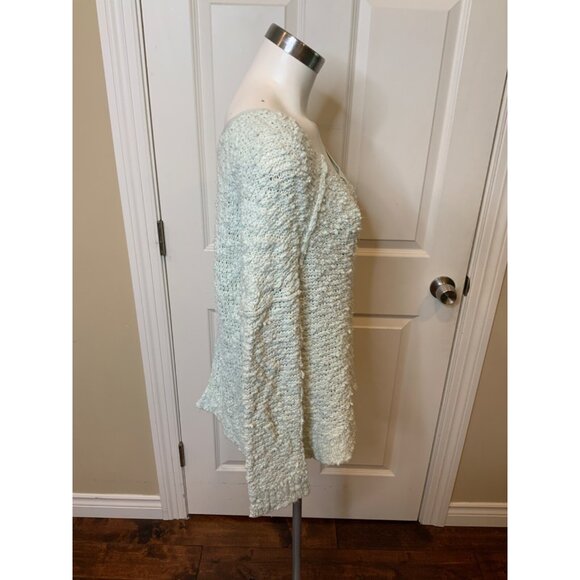 Free People Light Seafoam Green Chunky Knit V-Neck Sweater, Size XS - Picture 2 of 5